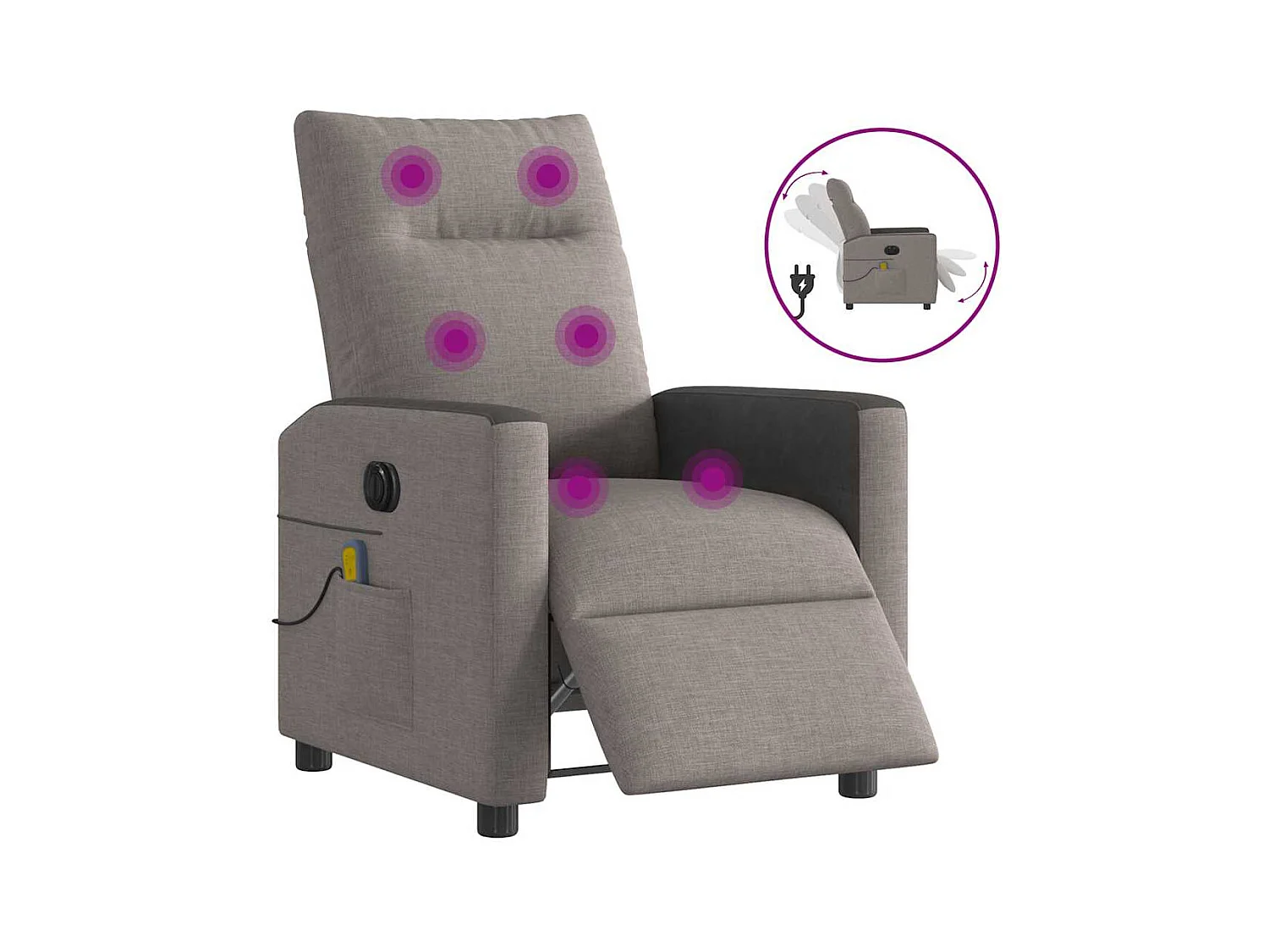 Elektrischer Liegemassagesessel, Taupe-Stoff