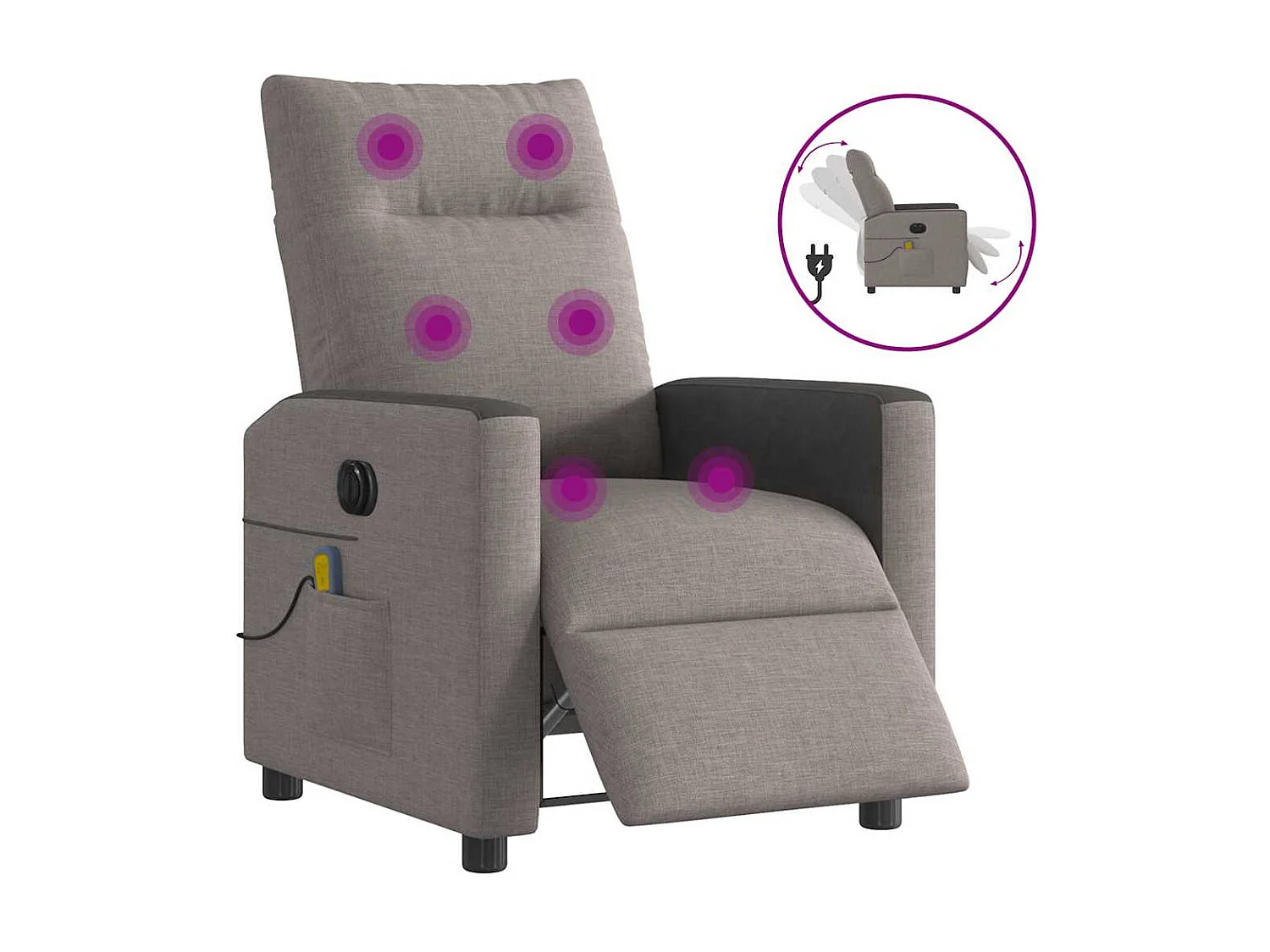 Elektrischer Liegemassagesessel, Taupe-Stoff