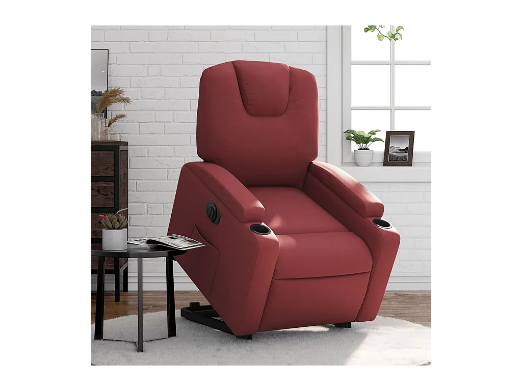 Fauteuil inclinable électrique rouge bordeaux similicuir