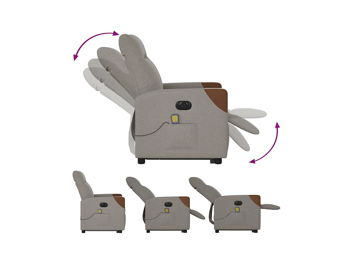 Fauteuil inclinable de massage électrique Taupe Tissu