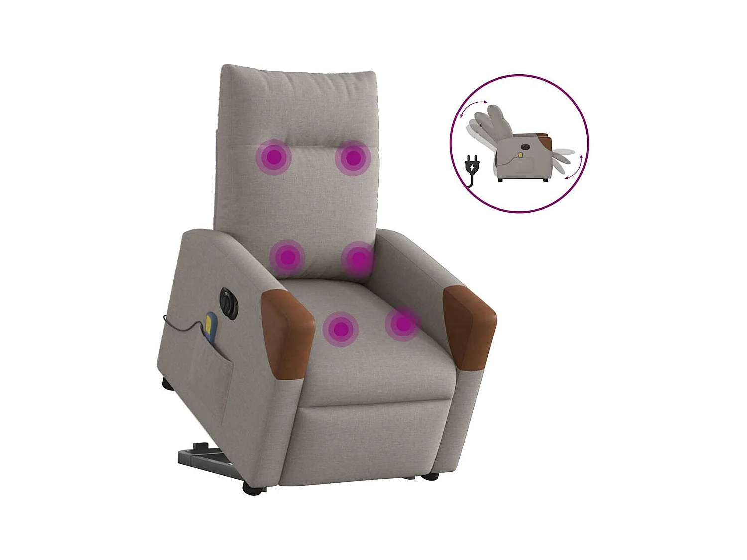 Fauteuil inclinable de massage électrique Taupe Tissu