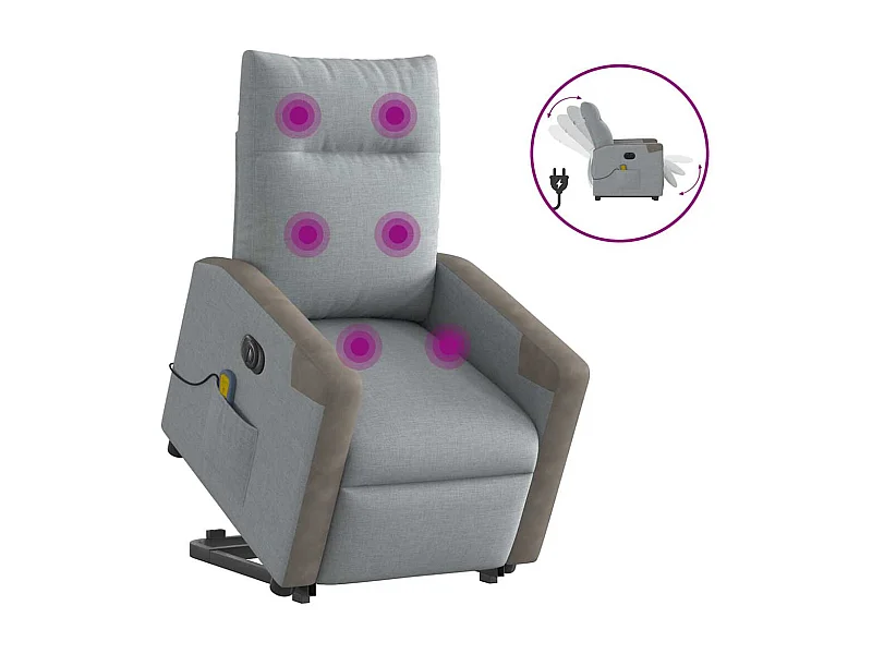 Fauteuil inclinable de massage électrique Gris clair Tissu