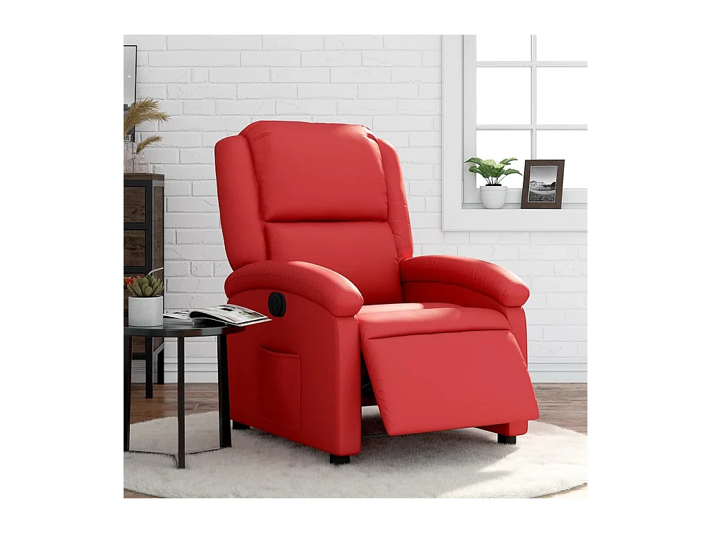 Poltrona reclinabile elettrica in similpelle rossa