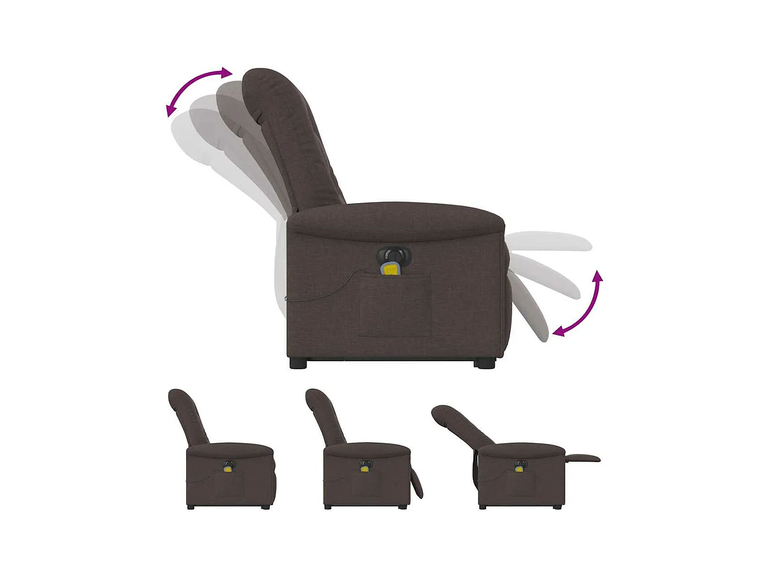 Fauteuil inclinable de massage électrique Marron foncé Tissu
