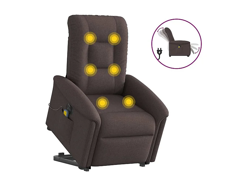 Fauteuil inclinable de massage électrique Marron foncé Tissu