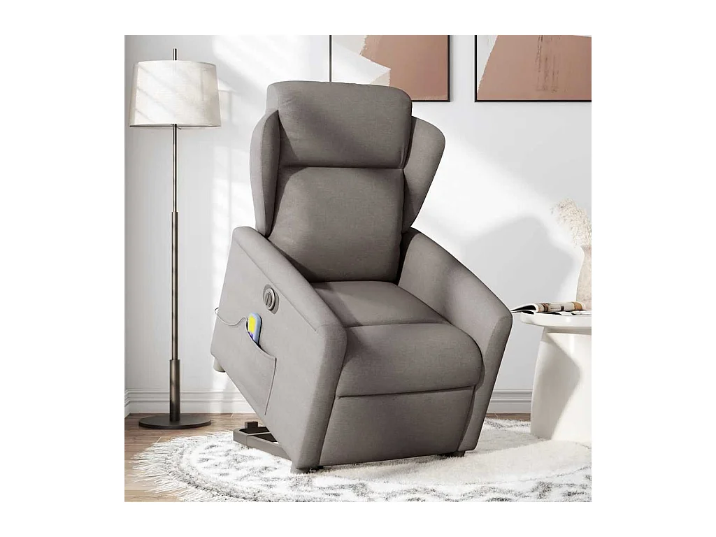 Fauteuil inclinable de massage électrique Taupe Tissu