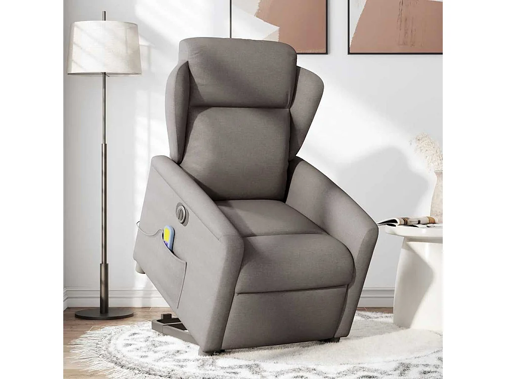 Fauteuil inclinable de massage électrique Taupe Tissu