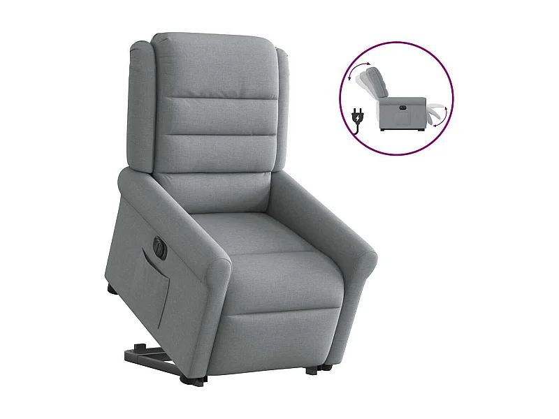 Fauteuil inclinable électrique gris clair tissu