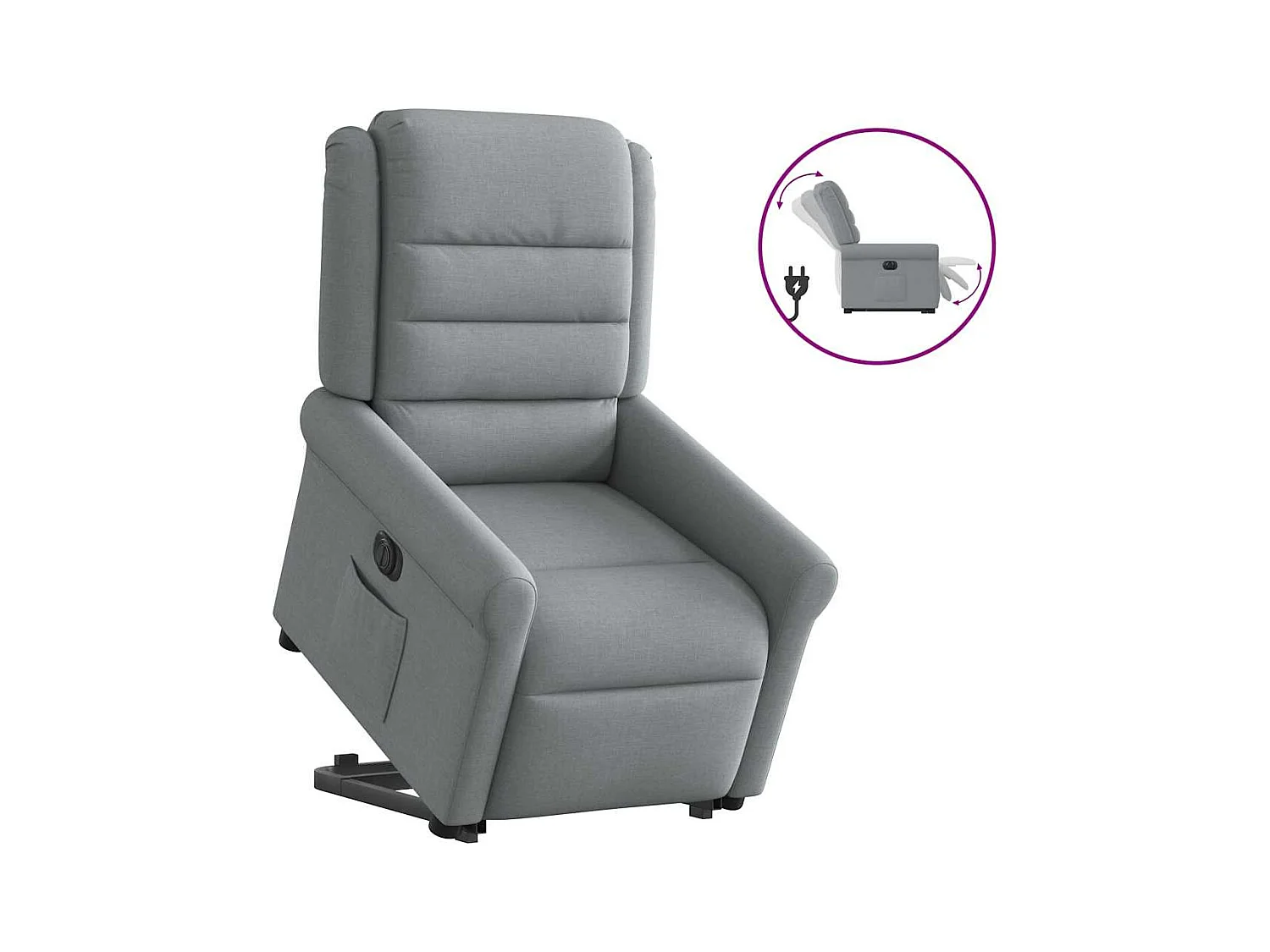 Fauteuil inclinable électrique gris clair tissu
