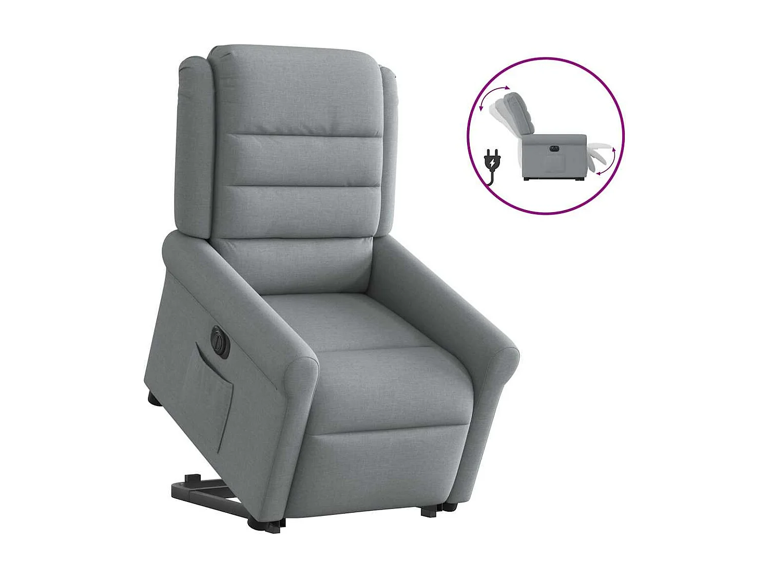 Fauteuil inclinable électrique gris clair tissu