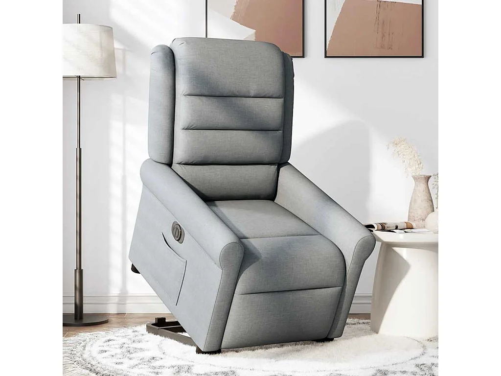 Fauteuil inclinable électrique gris clair tissu