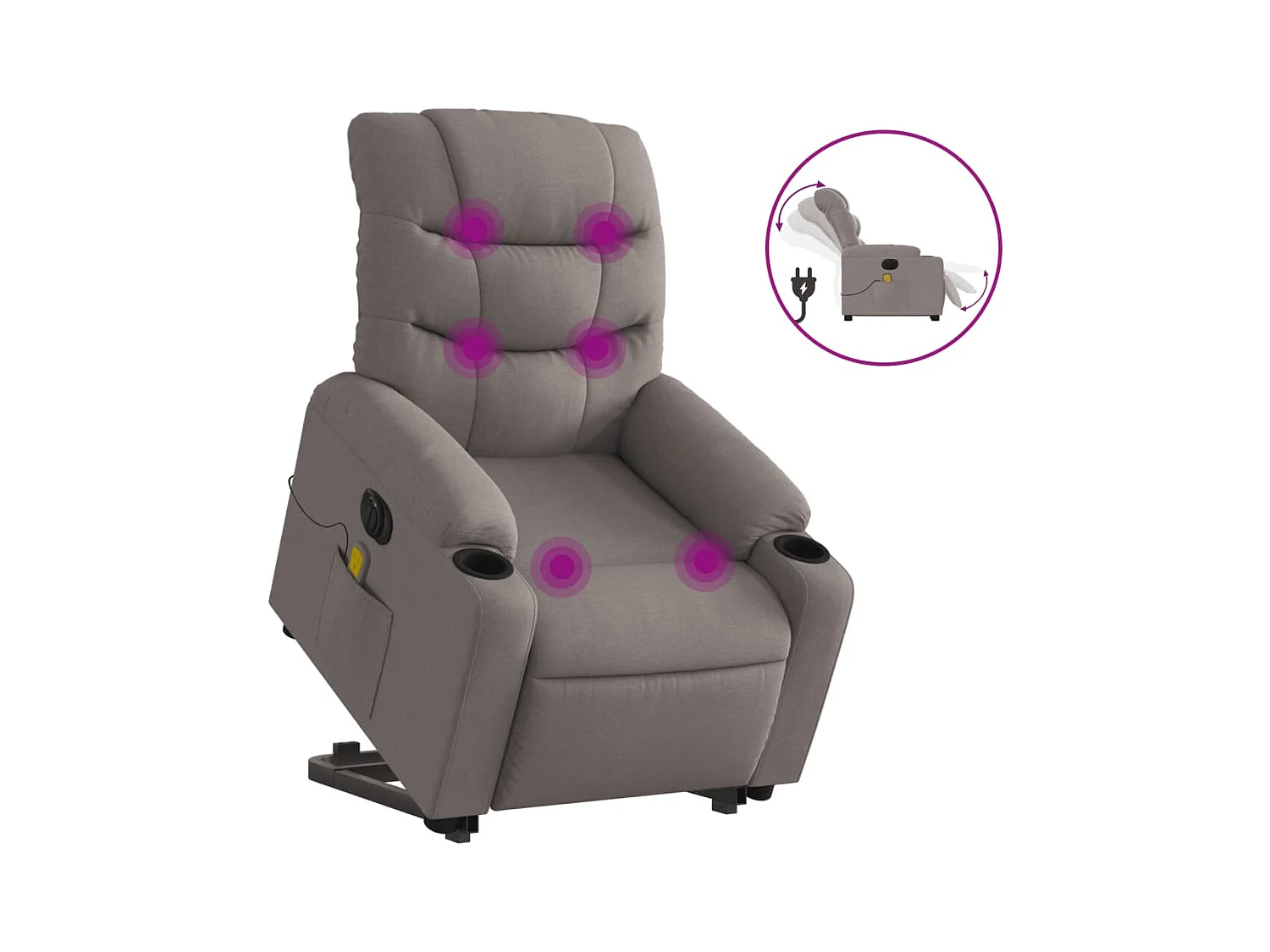 Fauteuil inclinable de massage électrique Taupe Tissu