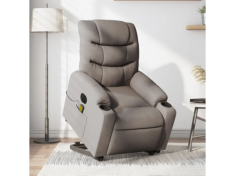 Fauteuil inclinable de massage électrique Taupe Tissu