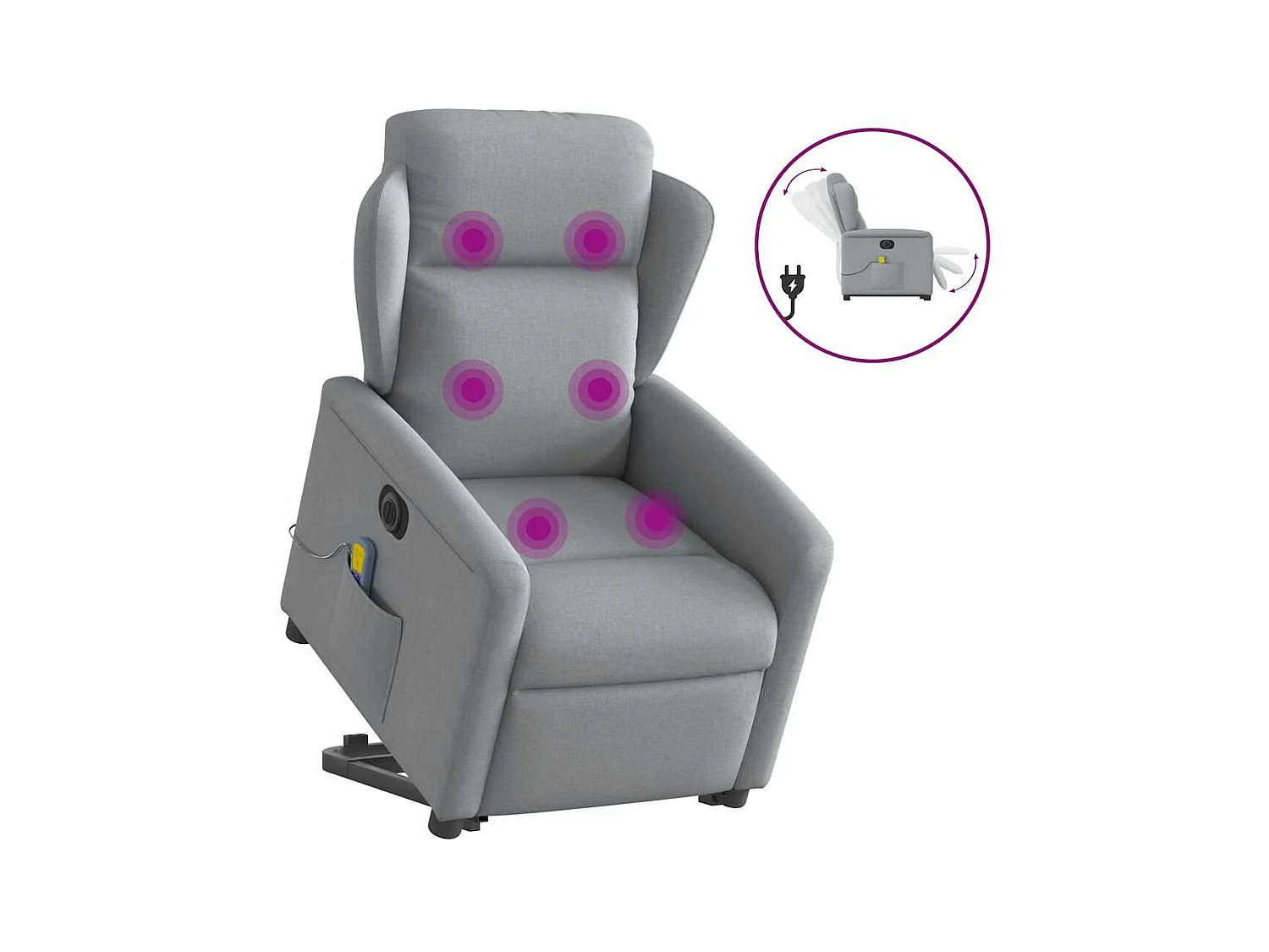 Fauteuil inclinable de massage électrique Gris clair Tissu