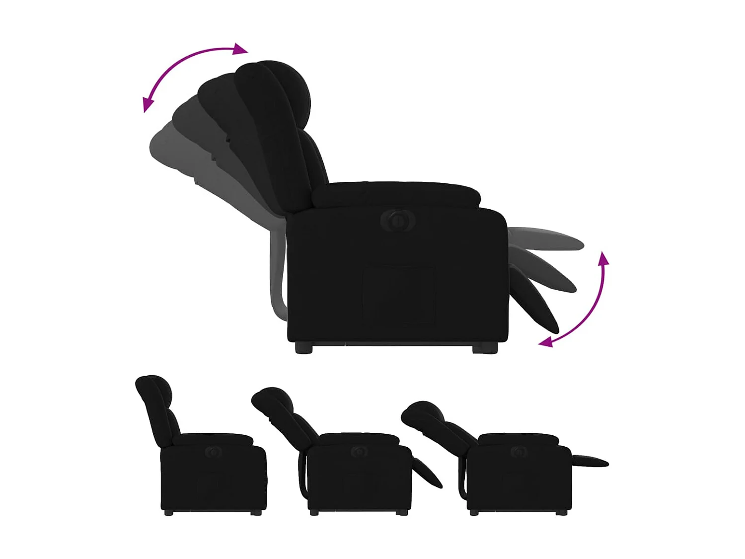Fauteuil inclinable électrique noir tissu