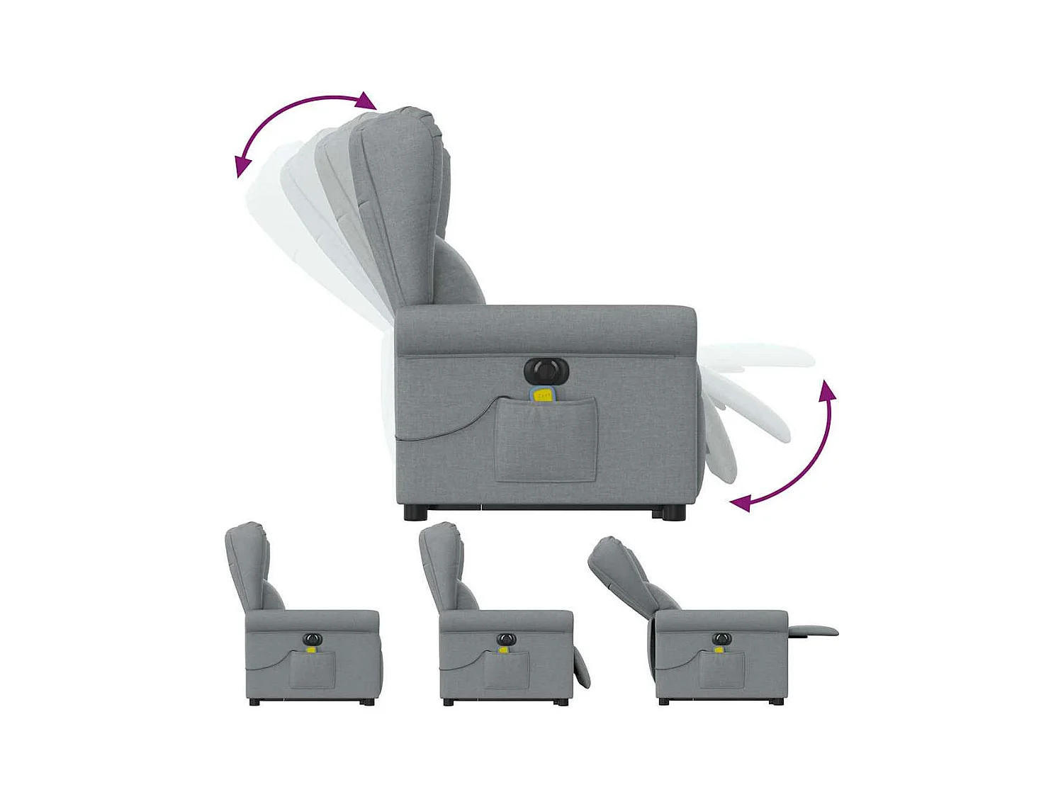 Sillón reclinable de masaje eléctrico de tela gris claro