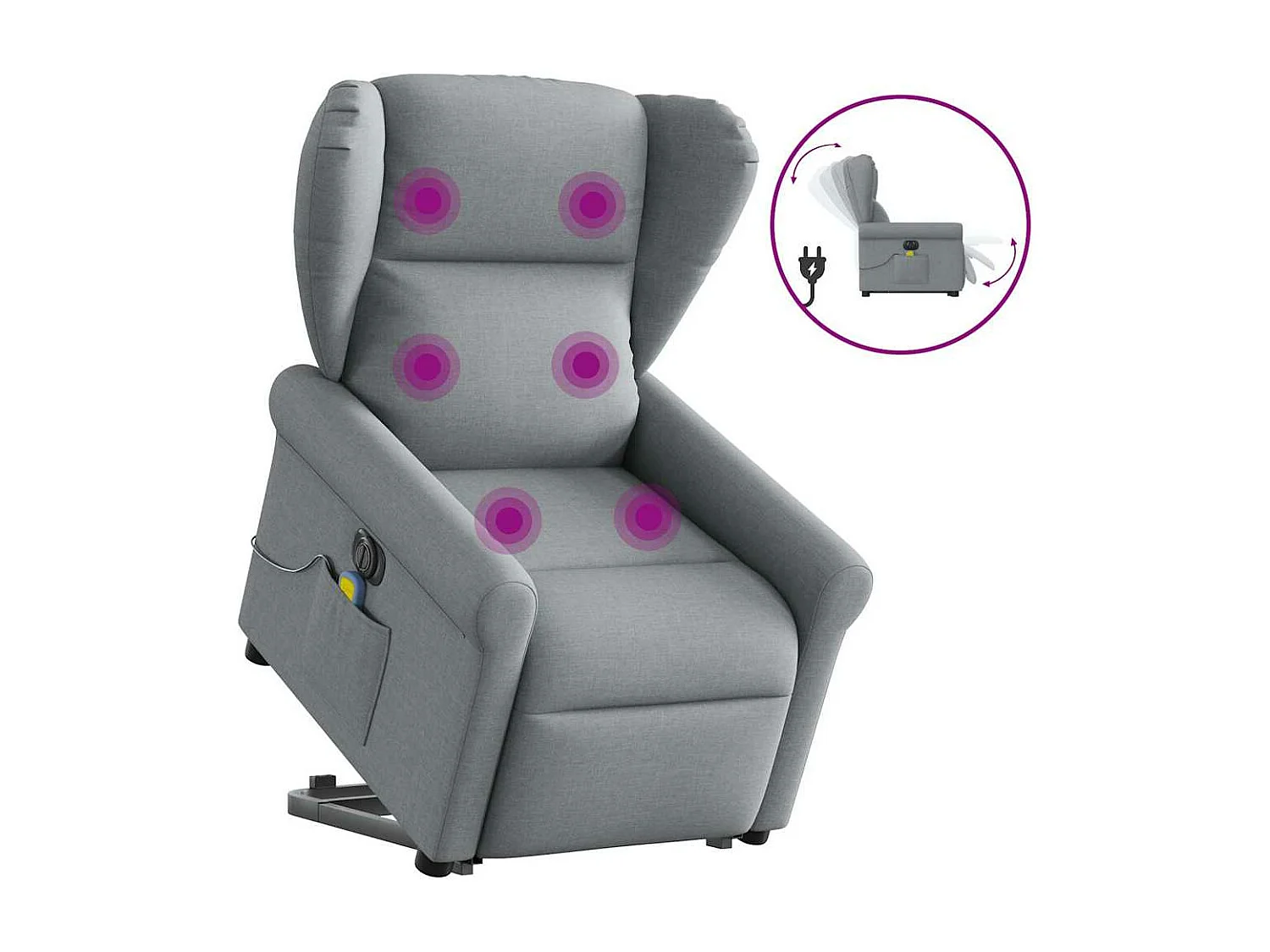 Fauteuil inclinable de massage électrique Gris clair Tissu