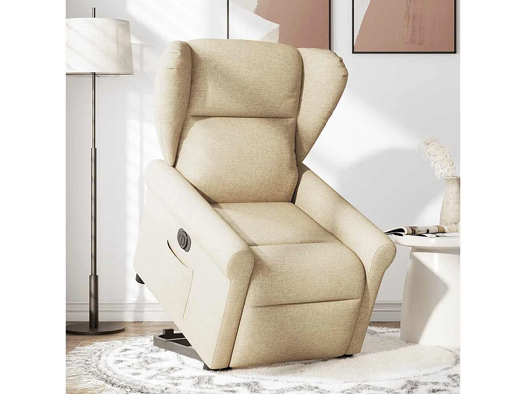 Poltrona reclinabile elettrica in tessuto crema