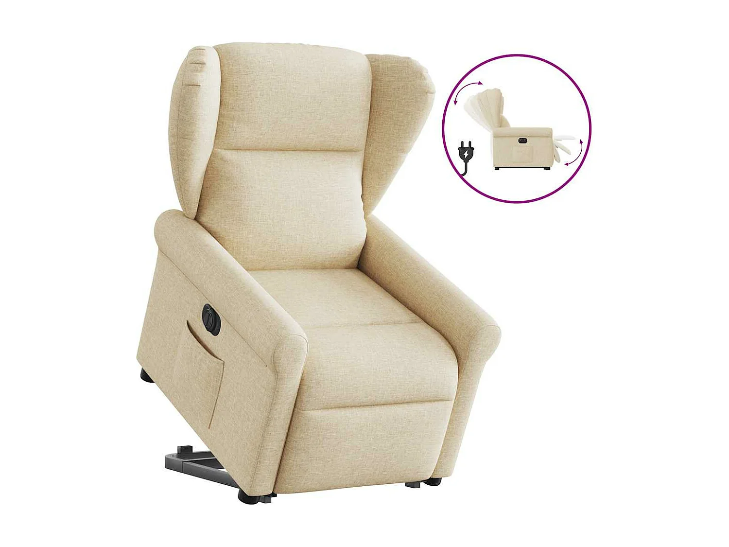 Poltrona reclinabile elettrica in tessuto crema