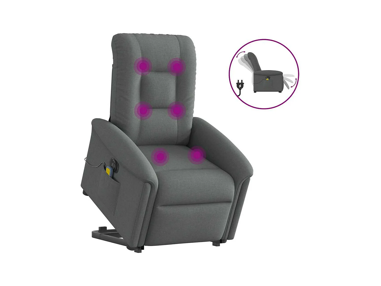 Fauteuil inclinable de massage électrique Gris foncé Tissu