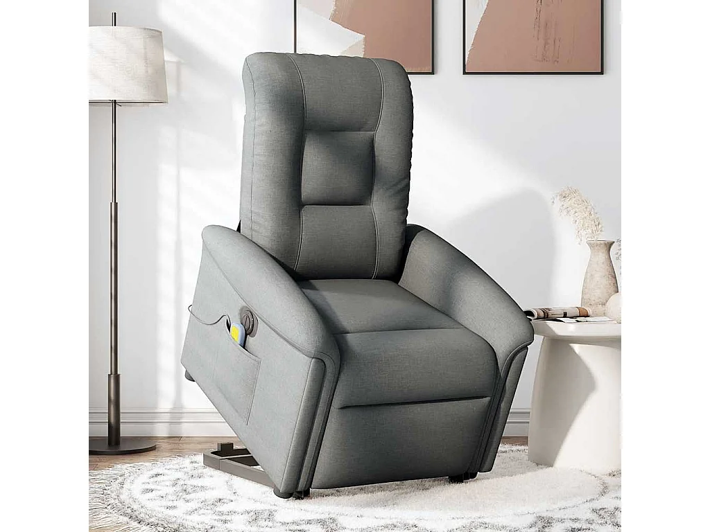 Fauteuil inclinable de massage électrique Gris foncé Tissu