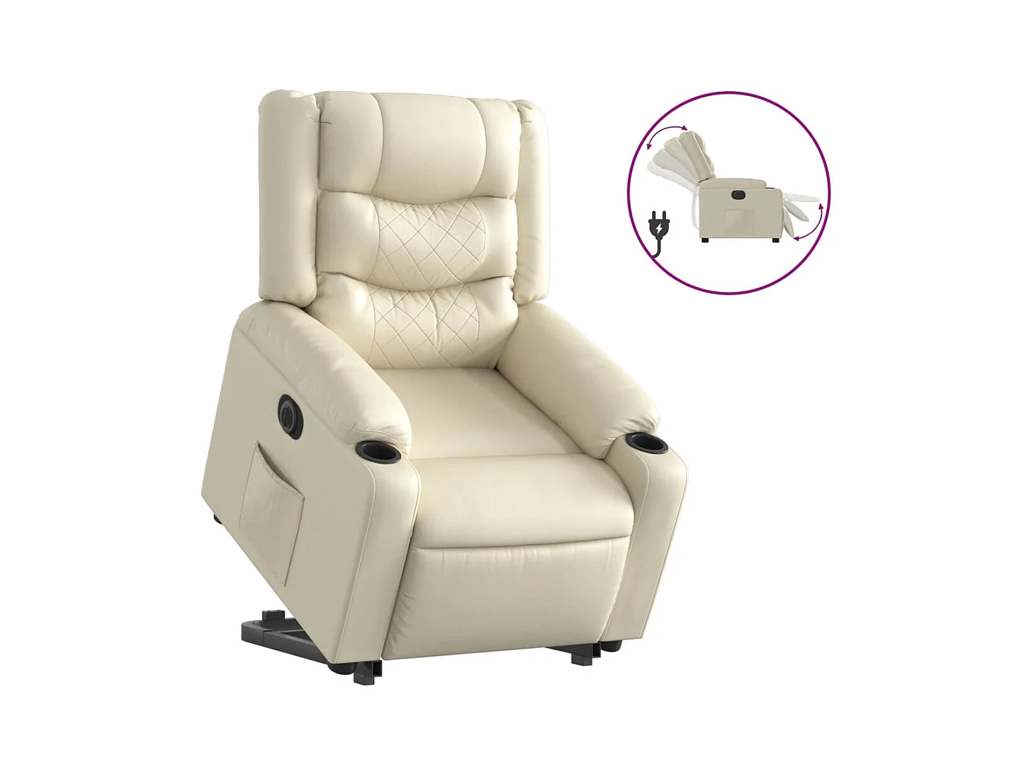 Fauteuil inclinable électrique crème similicuir
