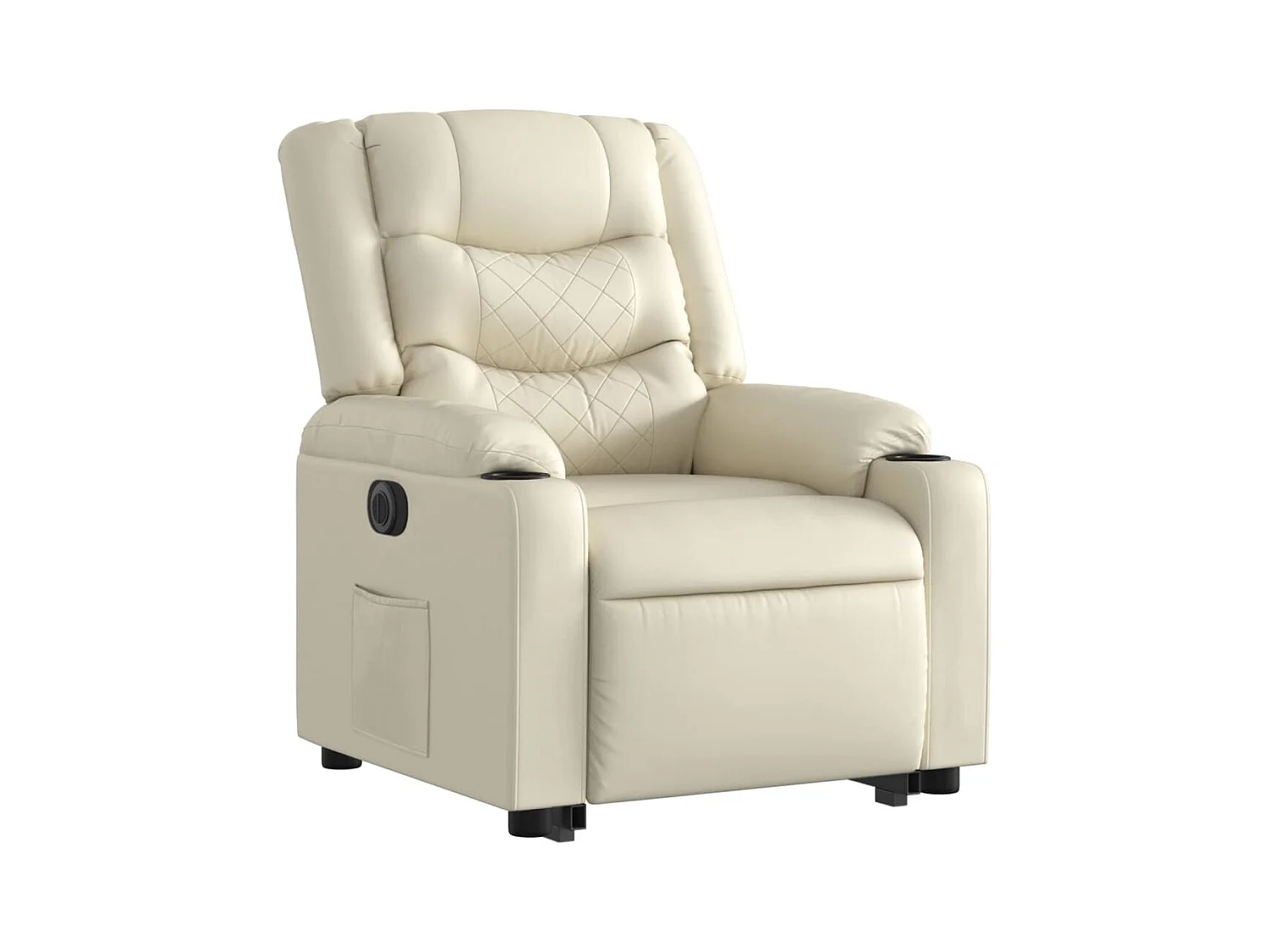 Fauteuil inclinable électrique crème similicuir