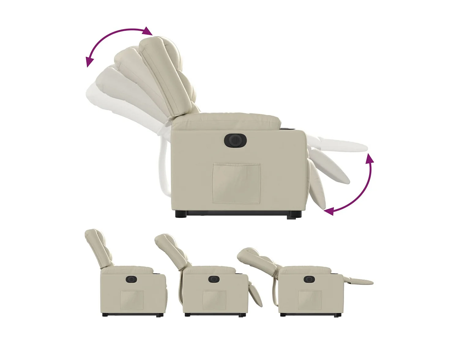 Fauteuil inclinable électrique crème similicuir