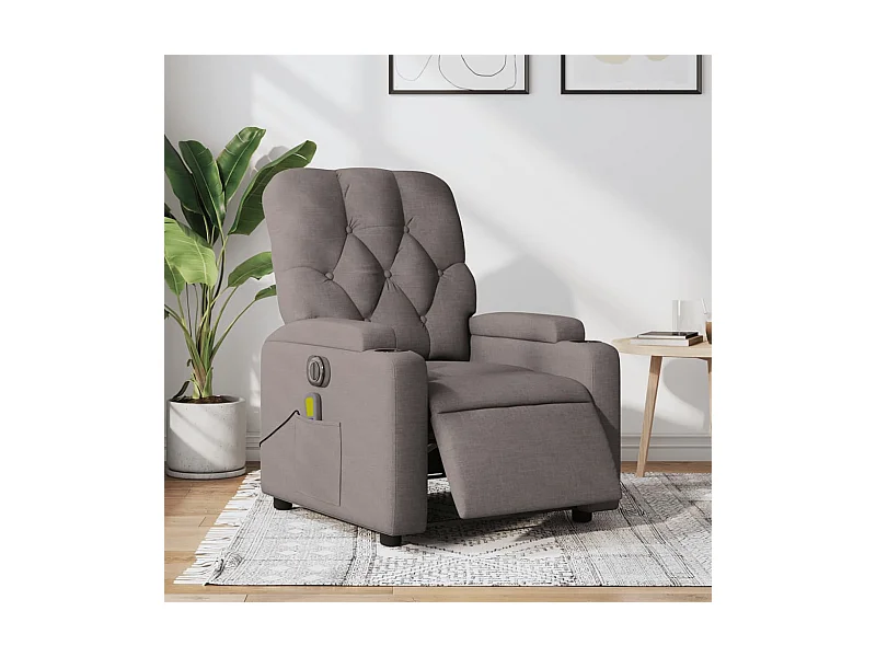 Poltrona massaggiante reclinabile elettrica in tessuto color talpa