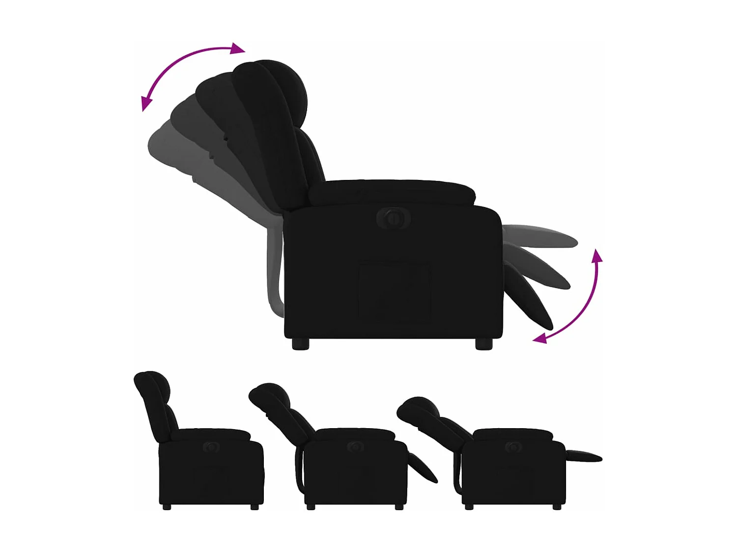 Fauteuil inclinable électrique Noir Tissu