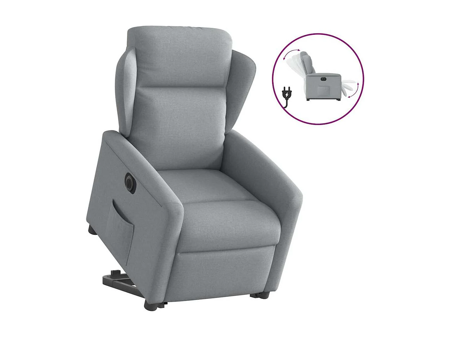 Fauteuil inclinable électrique gris clair tissu