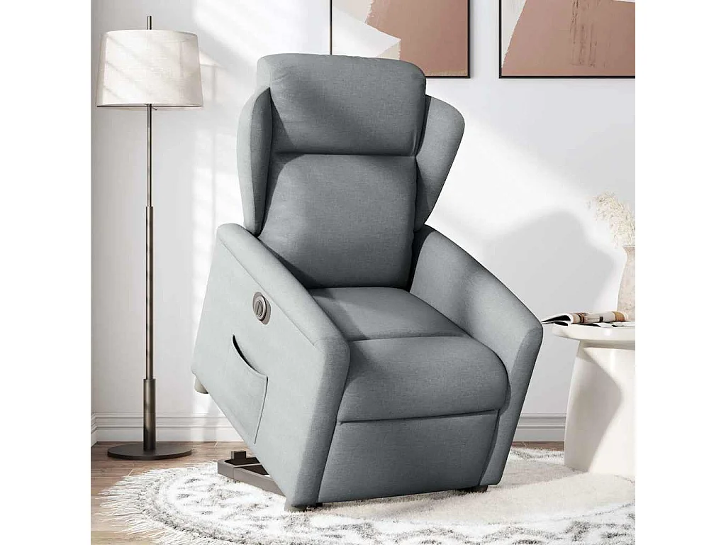 Fauteuil inclinable électrique gris clair tissu