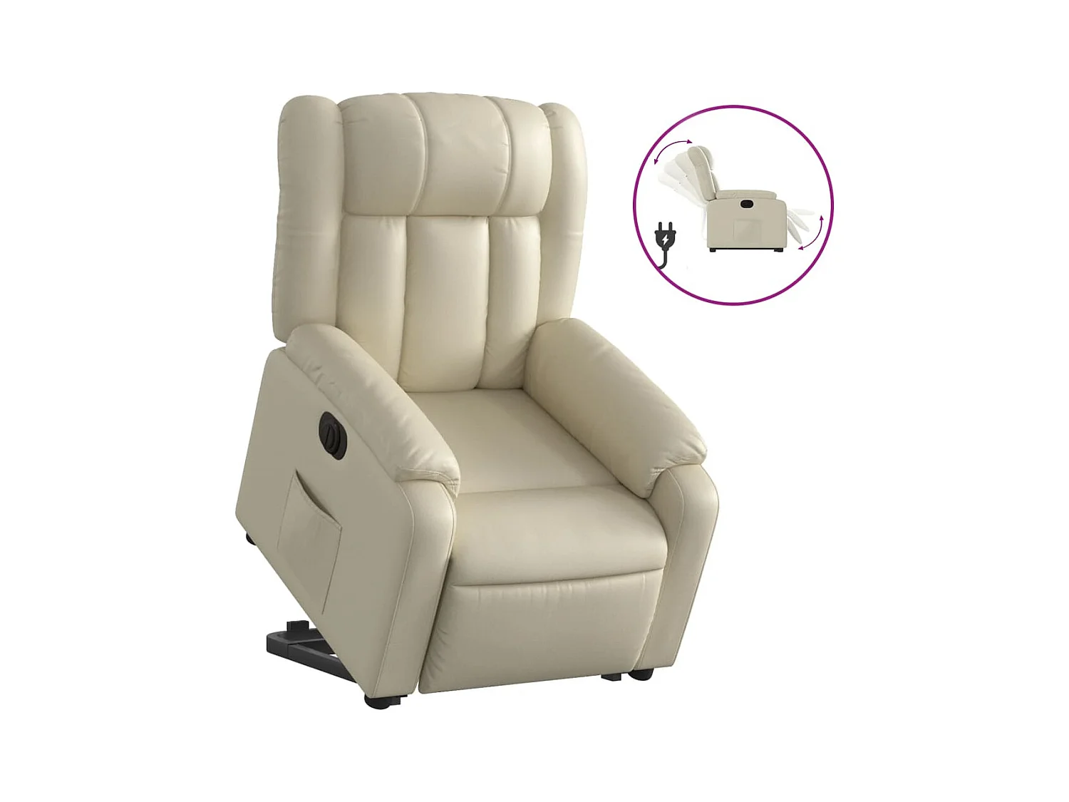 Fauteuil inclinable électrique crème similicuir