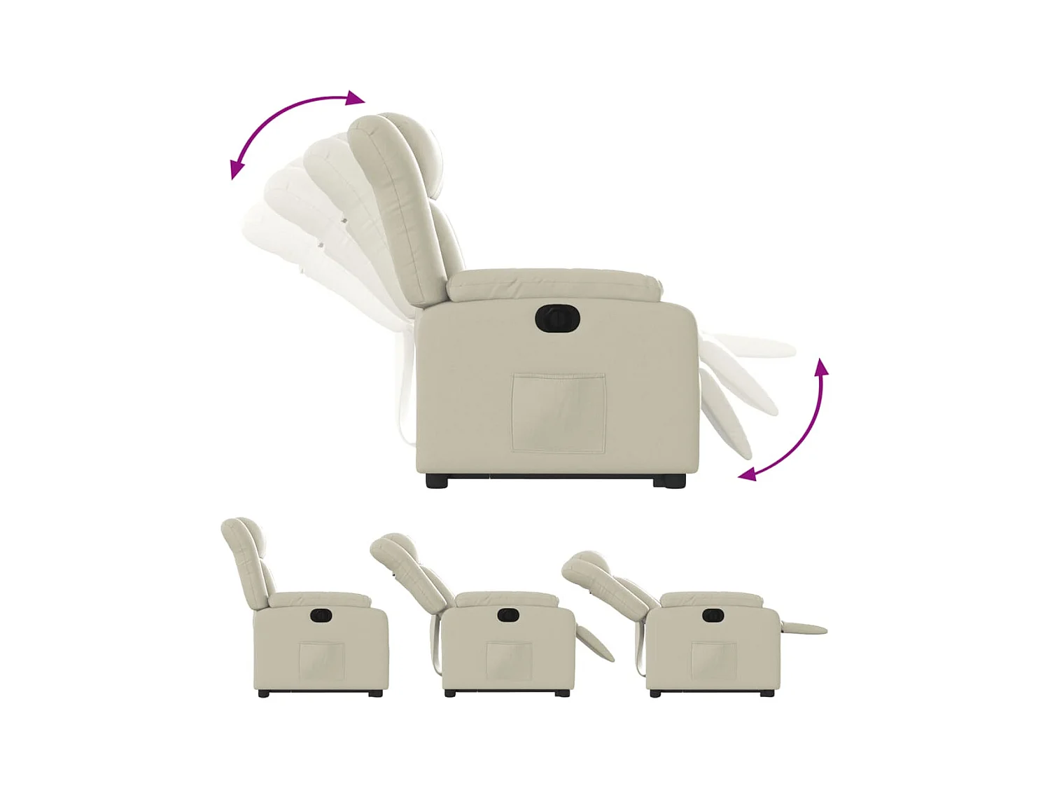 Fauteuil inclinable électrique crème similicuir