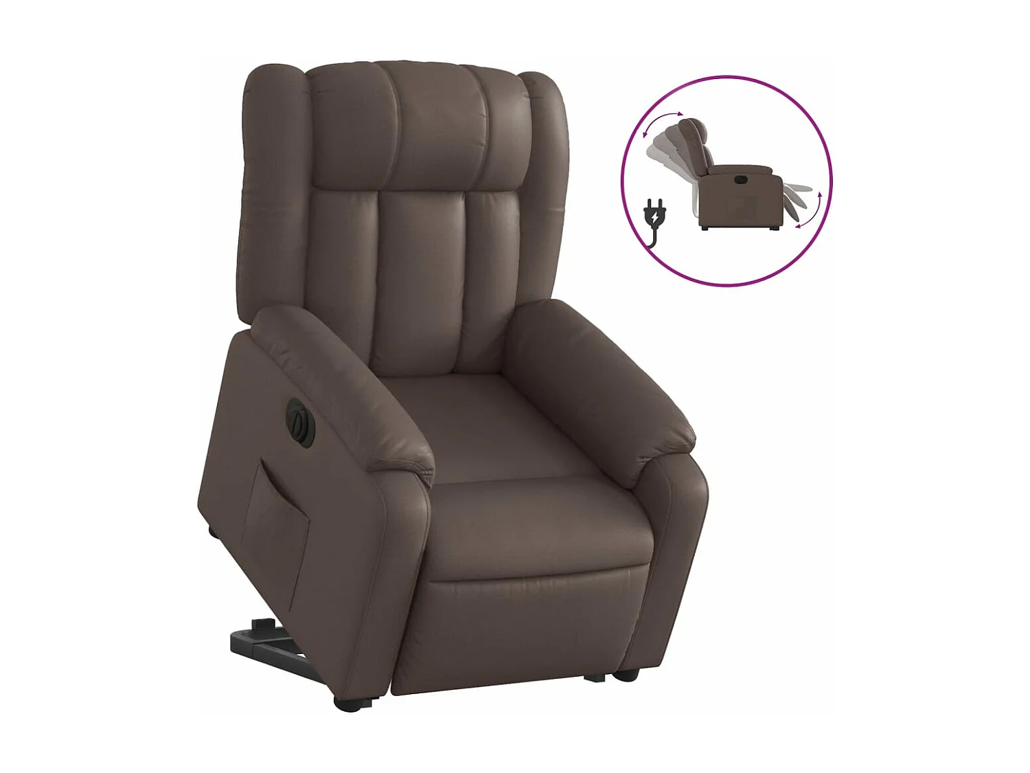 Fauteuil inclinable électrique marron similicuir