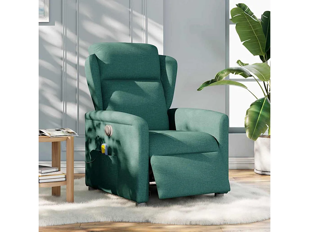 Fauteuil de massage inclinable électrique Vert foncé Tissu