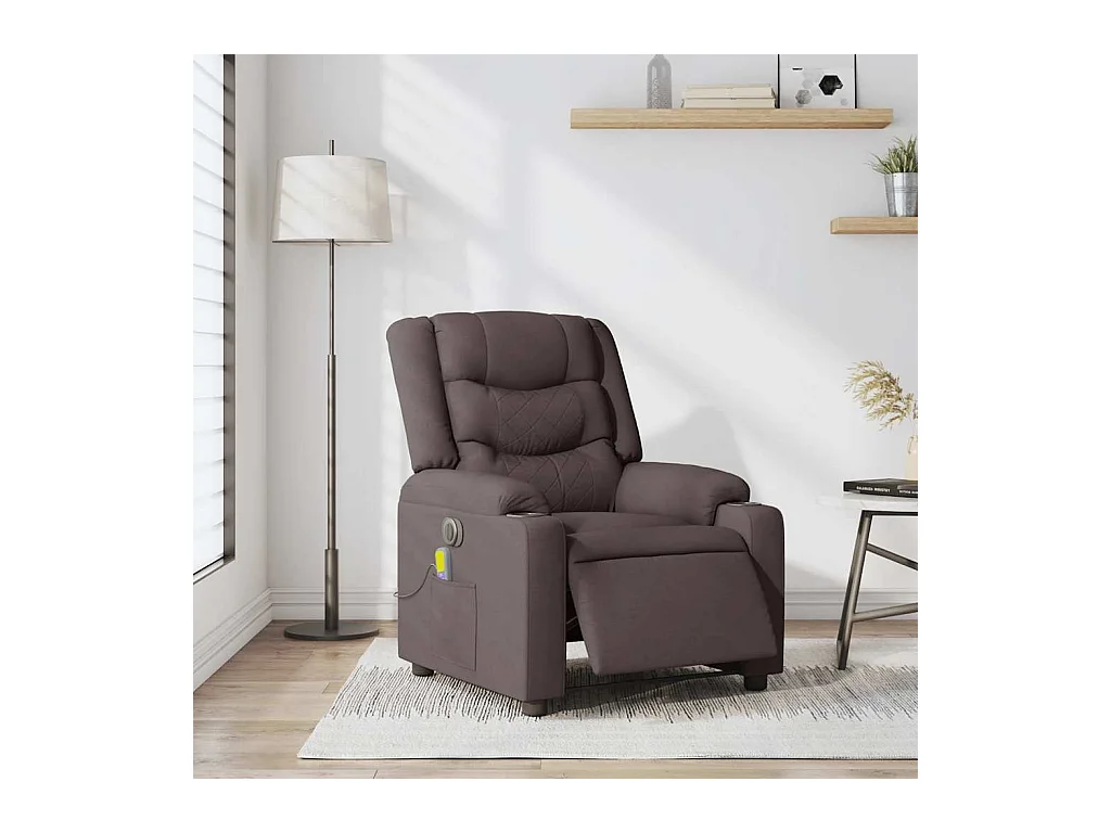 Fauteuil de massage inclinable électrique Marron foncé Tissu