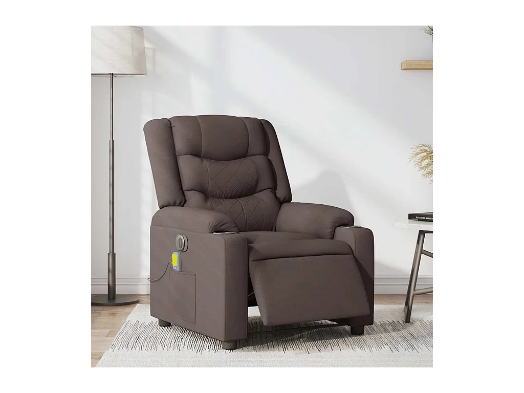 Fauteuil de massage inclinable électrique Marron foncé Tissu