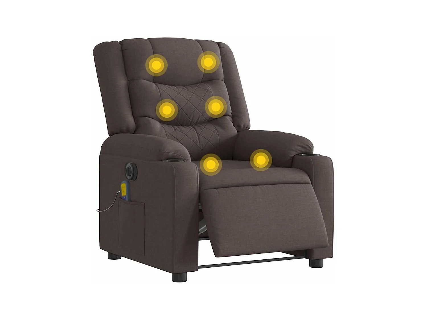 Fauteuil de massage inclinable électrique Marron foncé Tissu