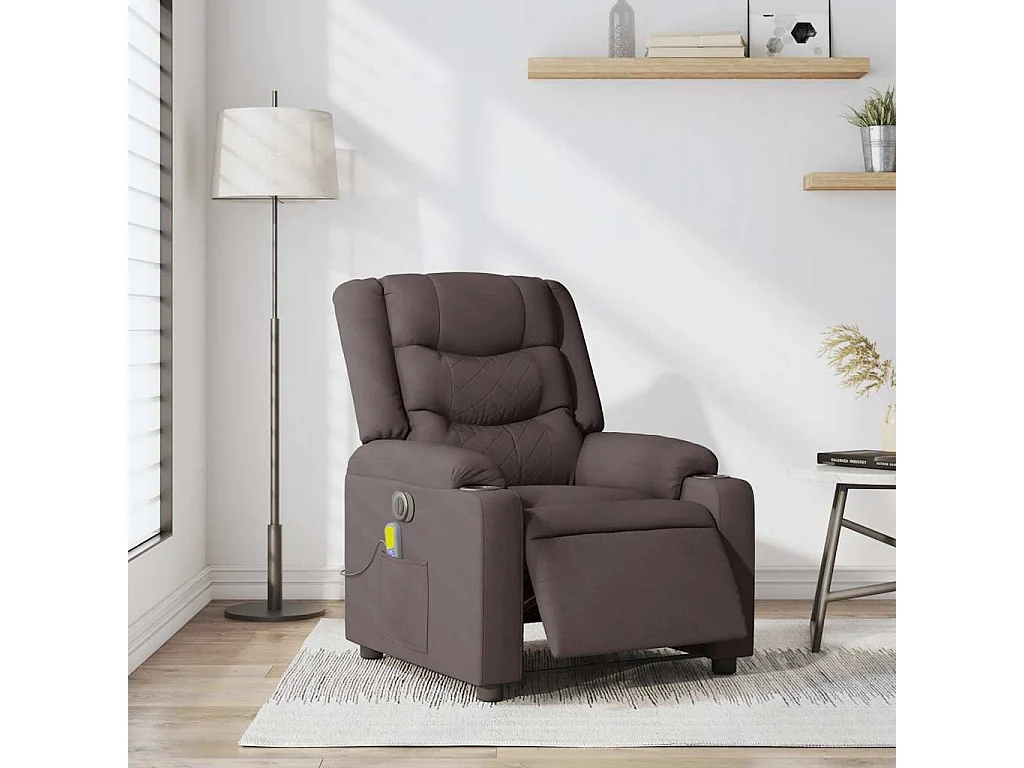Fauteuil de massage inclinable électrique Marron foncé Tissu