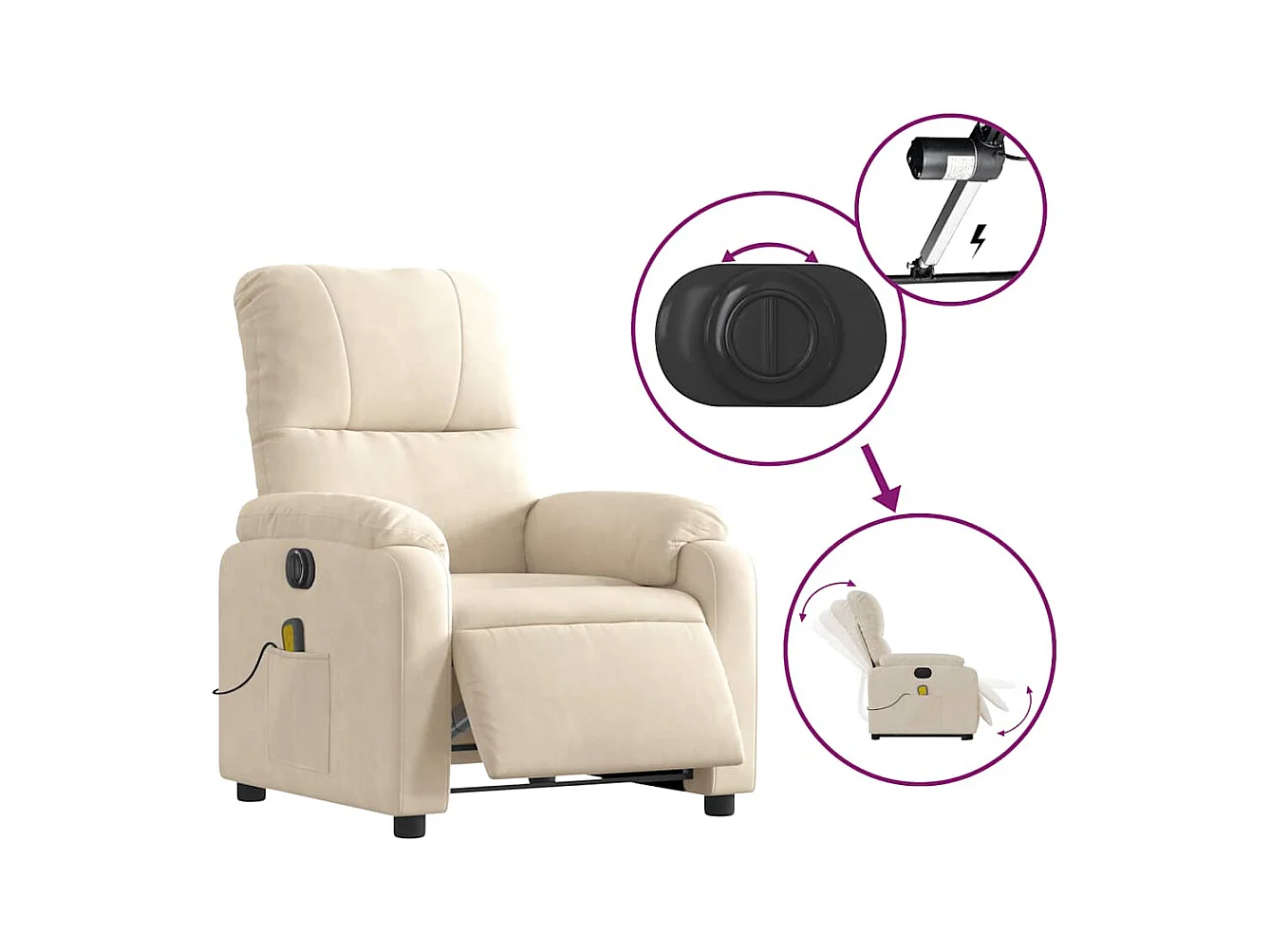 Fauteuil inclinable de massage électrique beige microfibres