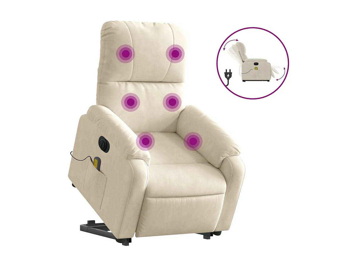 Fauteuil inclinable de massage électrique beige microfibres