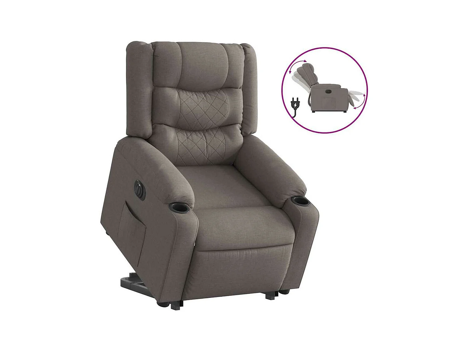 Elektrische relaxfauteuil taupe stof