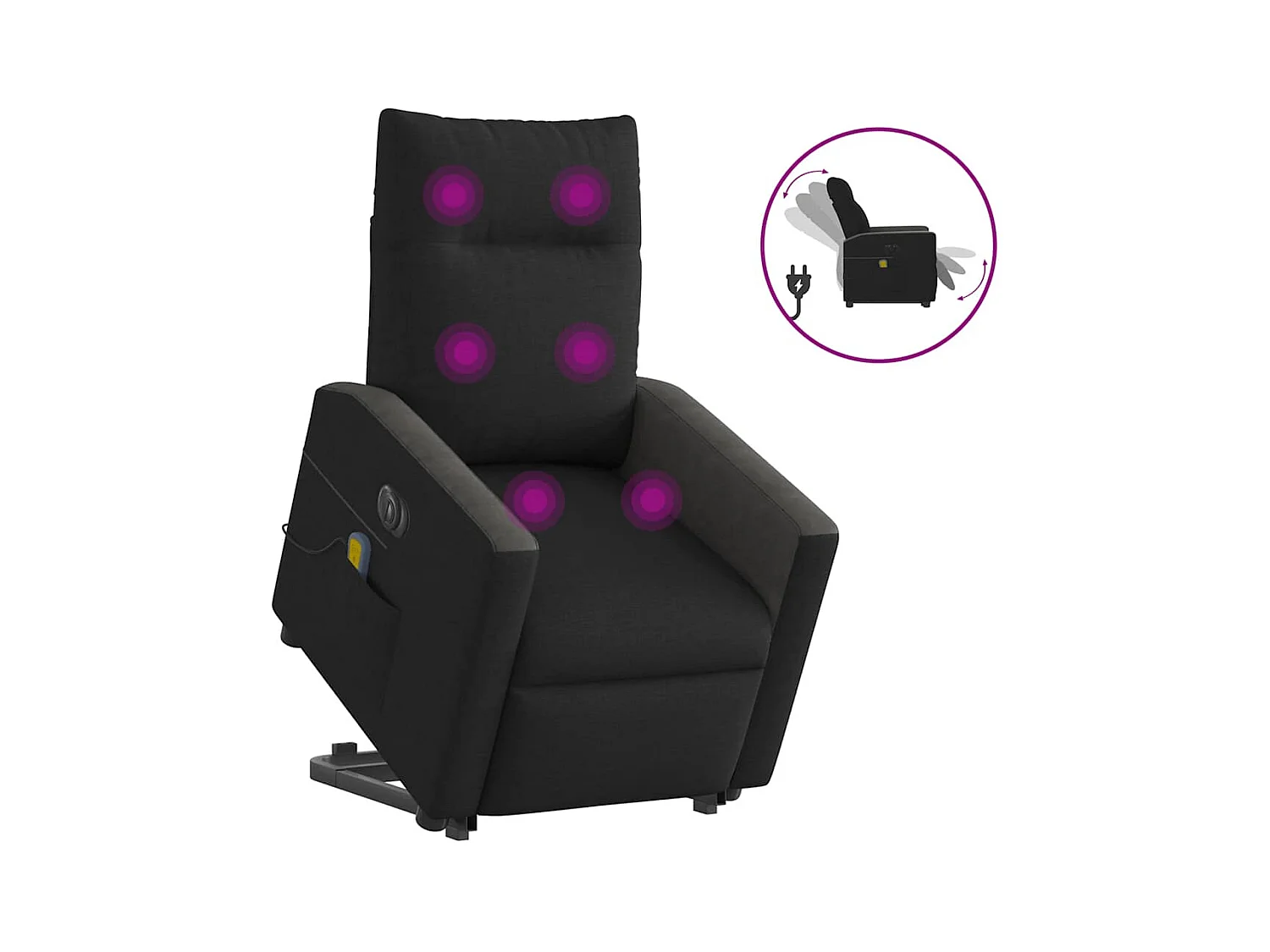 Fauteuil inclinable de massage électrique Noir Tissu