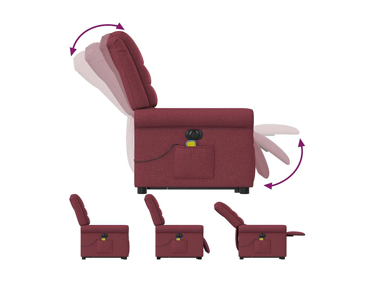 Fauteuil inclinable de massage électrique Rouge bordeaux Tissu