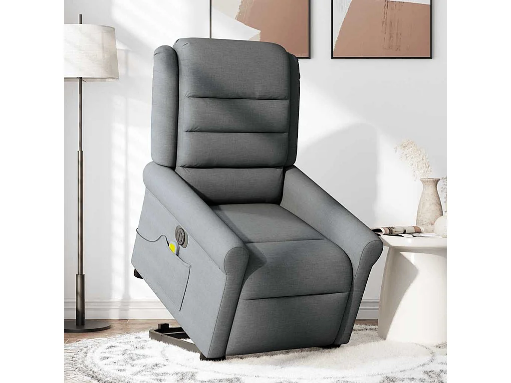Sillón reclinable de masaje eléctrico de tela gris oscuro