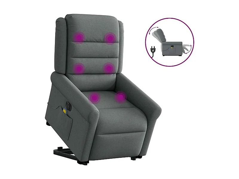 Fauteuil inclinable de massage électrique Gris foncé Tissu