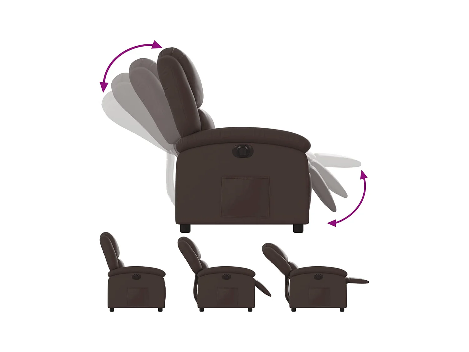 Elektrischer Liegesessel aus braunem Kunstleder