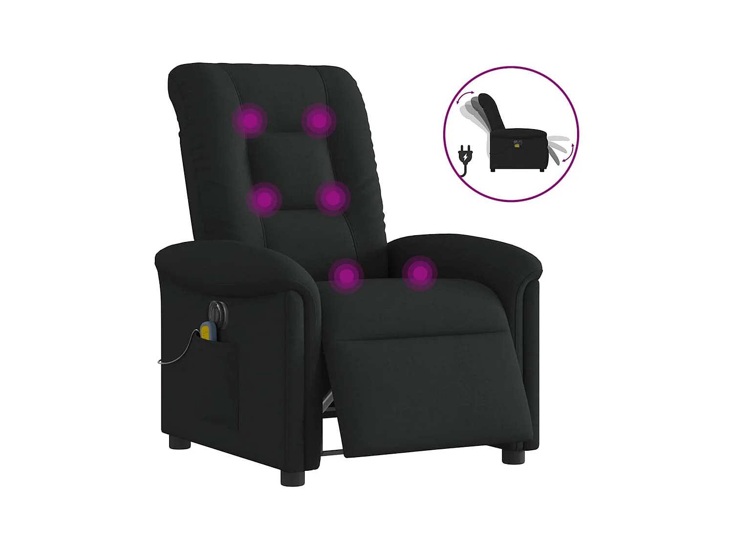 Fauteuil de massage inclinable électrique Noir Tissu
