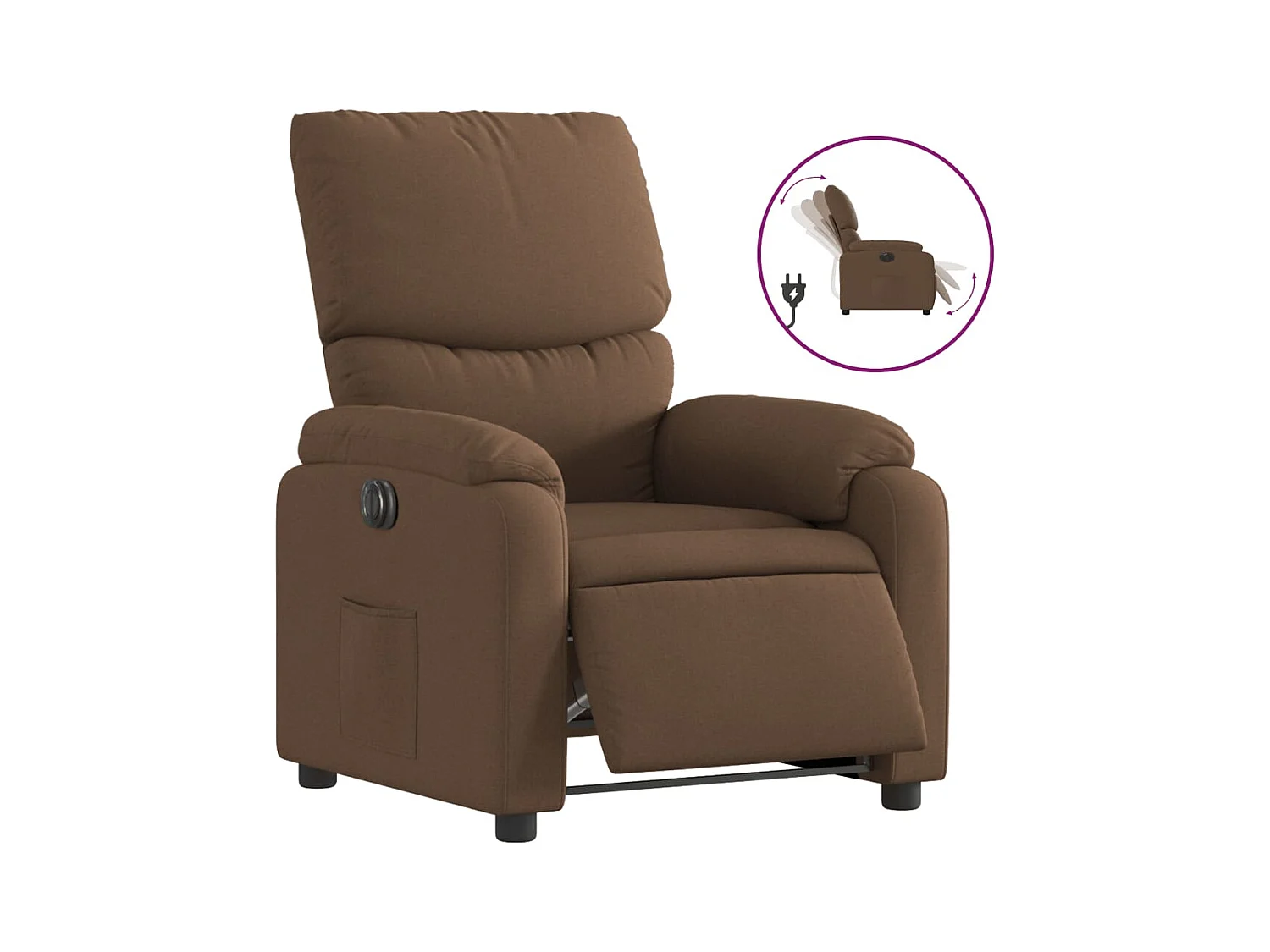 Fauteuil inclinable électrique Marron Tissu